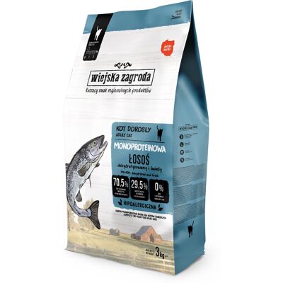 WIEJSKA ZAGRODA Mono Łosoś - sucha karma dla kota - 3kg WIEJSKA ZAGRODA Mono Łosoś - sucha karma dla kota - 3kg