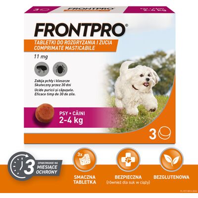 Tabletki FRONTPRO Afoxolaner dla psów - Ochrona przed pchłami i kleszczami - 2-4 kg Tabletki FRONTPRO Afoxolaner dla psów - Ochrona przed pchłami i kleszczami - 2-4 kg