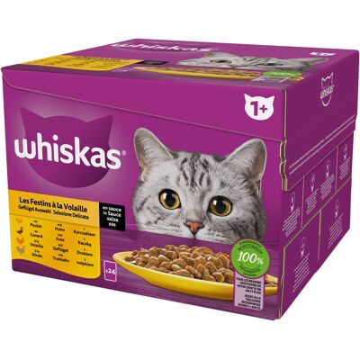 Karma dla kotów Whiskas Uczta drobiowa - Kurczak, Indyk, Kaczka - 24x85g Karma dla kotów Whiskas Uczta drobiowa - Kurczak, Indyk, Kaczka - 24x85g