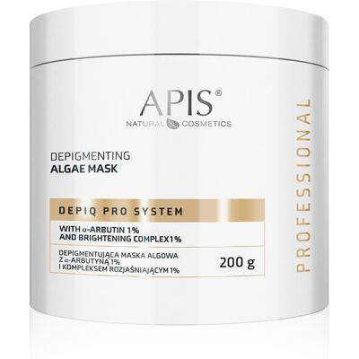 APIS DEPIQ PRO SYSTEM Depigmentująca maska algowa z α-arbutyną 1% i kompleksem rozjaśniającym 1% 200g APIS DEPIQ PRO SYSTEM Depigmentująca maska algowa z α-arbutyną 1% i kompleksem rozjaśniającym 1% 200g