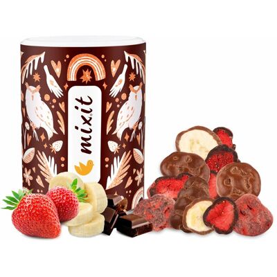 Mixit Duże chrupiące banany i truskawki w czekoladzie (350 g) Mixit Duże chrupiące banany i truskawki w czekoladzie (350 g)