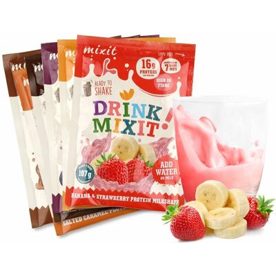 Degustacyjny zestaw: Proteinowe Drinki Mixit (6 szt.) Degustacyjny zestaw: Proteinowe Drinki Mixit (6 szt.)