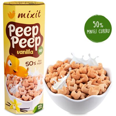 Mixit BIO Płatki śniadaniowe Peep Peep - Waniliowe Mixit BIO Płatki śniadaniowe Peep Peep - Waniliowe