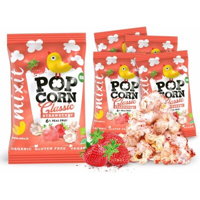 Mixit BIO popcorn do kieszeni - Truskawka (5 szt. x 13 g) Mixit BIO popcorn do kieszeni - Truskawka (5 szt. x 13 g)