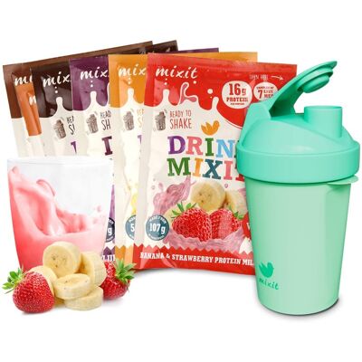 Degustacyjny zestaw: Proteinowe Drinki Mixit & Shaker (Miętowy) Degustacyjny zestaw: Proteinowe Drinki Mixit & Shaker (Miętowy)