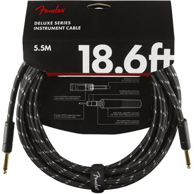 Fender Deluxe Series 18.6' Instrument Cable Black Tweed Fender Deluxe Series 18.6' Instrument Cable Black Tweed