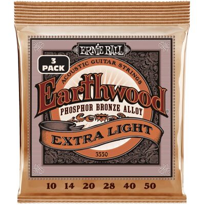 Ernie Ball 3550 Earthwood Phosphor Bronze Extra Light 3 Pack Ernie Ball 3550 Earthwood Phosphor Bronze Extra Light 3 Pack
