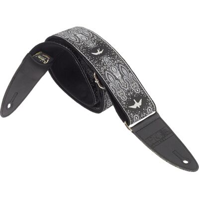 PRS 2" Guitar Strap Custom Jacquard Birds Fleur Charcoal PRS 2" Guitar Strap Custom Jacquard Birds Fleur Charcoal