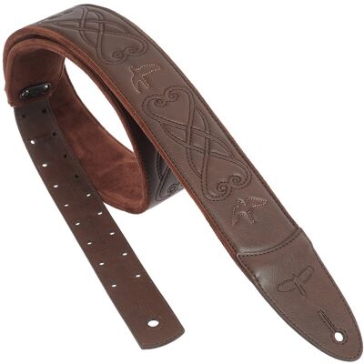 PRS 2.4" Padded Guitar Strap w/RAS Custom Leather Faux Birds Brown PRS 2.4" Padded Guitar Strap w/RAS Custom Leather Faux Birds Brown