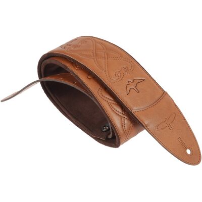 PRS 2.4" Padded Guitar Strap w/RAS Custom Leather Faux Birds Tan PRS 2.4" Padded Guitar Strap w/RAS Custom Leather Faux Birds Tan