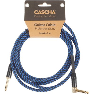 Cascha Professional Line Guitar Cable, Angled, Tweed Blue, 3 m Cascha Professional Line Guitar Cable, Angled, Tweed Blue, 3 m