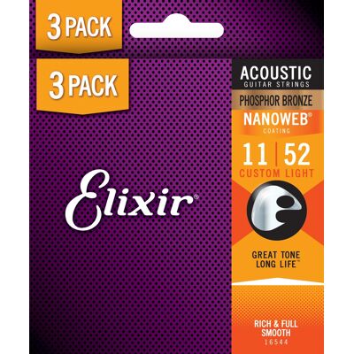 Elixir Nanoweb Phosphor Bronze Custom Light 3-Pack Elixir Nanoweb Phosphor Bronze Custom Light 3-Pack
