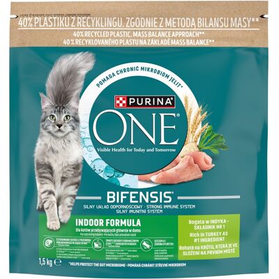 Purina One Indoor Formula sucha karma dla kotów Bogata w Indyka i Pełne Ziarna 0,8 kg Purina One Indoor Formula sucha karma dla kotów Bogata w Indyka i Pełne Ziarna 0,8 kg