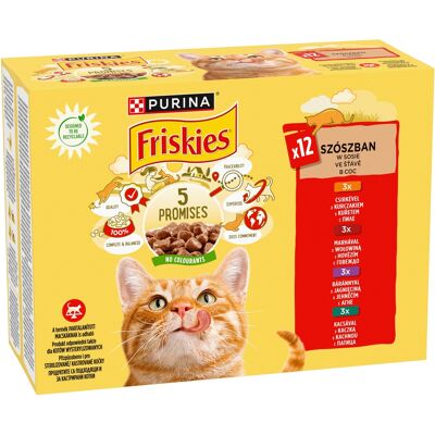 Karma dla kotów Purina Friskies Mix - Dorosłe - Kurczak Wołowina Jagnięcina Kaczka Karma dla kotów Purina Friskies Mix - Dorosłe - Kurczak Wołowina Jagnięcina Kaczka