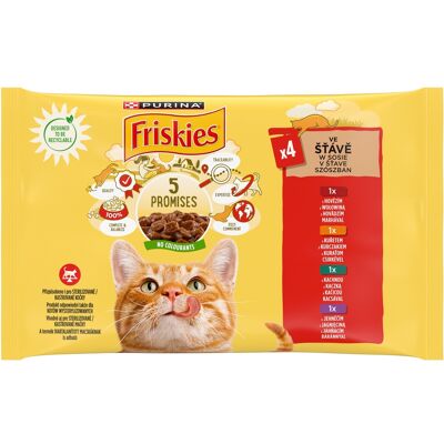 Friskies karma mokra w sosie dla kotów - z kurczakiem, wołowiną, jagnięciną, kaczką 4 x 85 g Friskies karma mokra w sosie dla kotów - z kurczakiem, wołowiną, jagnięciną, kaczką 4 x 85 g