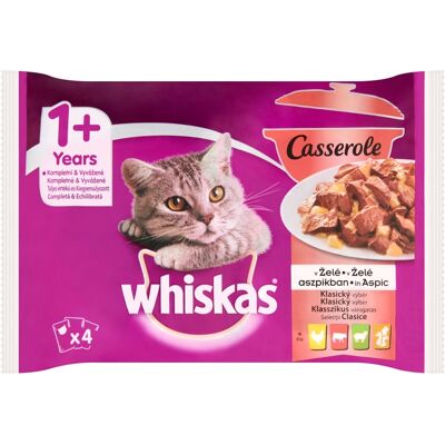 Whiskas 1+ Casserole - Potrawka - Smaki tradycyjne 4 x 85 g Whiskas 1+ Casserole - Potrawka - Smaki tradycyjne 4 x 85 g