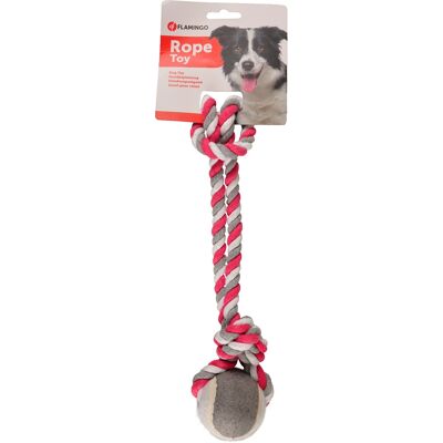 Flamingo Jim Pull Rope sznur z piłką tenisową - pink S Flamingo Jim Pull Rope sznur z piłką tenisową - pink S