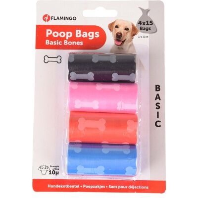 Flamingo woreczki na psie odchody - ze wzorem kości 4 x 15 szt. Flamingo woreczki na psie odchody - ze wzorem kości 4 x 15 szt.