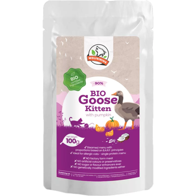 Farkaskonyha BIO Gęś na parze menu dla kociąt 100 g Farkaskonyha BIO Gęś na parze menu dla kociąt 100 g