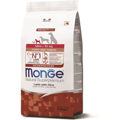 Monge Speciality Line Mini Puppy & Junior Monoproteinowa sucha karma dla psów - jagnięcina, ryż 2,5 kg Monge Speciality Line Mini Puppy & Junior Monoproteinowa sucha karma dla psów - jagnięcina, ryż 2,5 kg