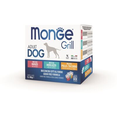 Monge Grill Dog Adult mieszane smaki - wołowina/kogut/kurczak - indyk 12 x 100 g Monge Grill Dog Adult mieszane smaki - wołowina/kogut/kurczak - indyk 12 x 100 g