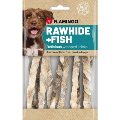Flamingo przysmaki - Pałeczki ze skóry owinięta skórą ryby 85 g Flamingo przysmaki - Pałeczki ze skóry owinięta skórą ryby 85 g