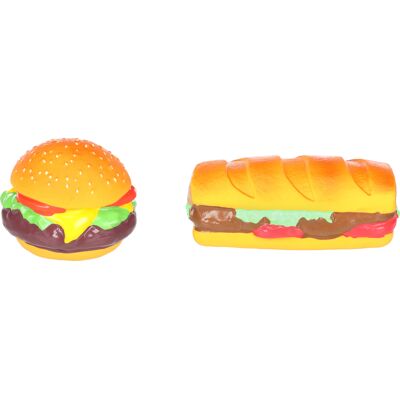 Flamingo piszcząca zabawka z gumy lateksowej - hamburger, hotdog 1 szt. Flamingo piszcząca zabawka z gumy lateksowej - hamburger, hotdog 1 szt.
