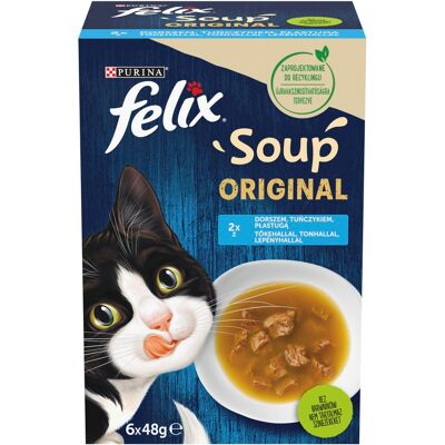 Félix Felix Soup Original Rybne smaki z dorszem, tuńczykiem, płastugą 6 x 48 g Félix Felix Soup Original Rybne smaki z dorszem, tuńczykiem, płastugą 6 x 48 g