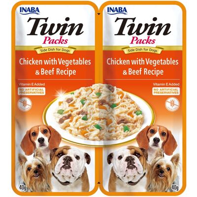 Inaba Dog Twin Packs - kurczak z warzywami, wołowina 2 x 40 g Data ważności: 08.04.2026. Inaba Dog Twin Packs - kurczak z warzywami, wołowina 2 x 40 g Data ważności: 08.04.2026.