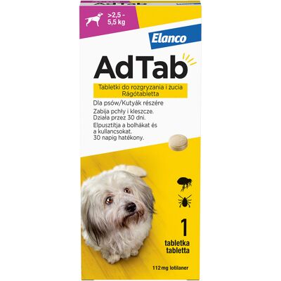 AdTab 112 mg - Tabletki do żucia na pchły i kleszcze AdTab 112 mg - Tabletki do żucia na pchły i kleszcze