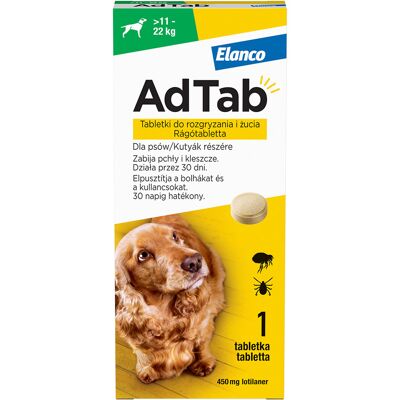 AdTab 450 mg Tabletki przeciwpasożytnicze - Pies AdTab 450 mg Tabletki przeciwpasożytnicze - Pies