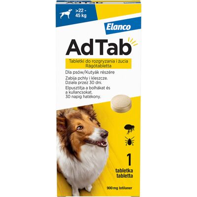 AdTab 900 mg do żucia dla psów przeciw pchłom i kleszczom - 22-45 kg AdTab 900 mg do żucia dla psów przeciw pchłom i kleszczom - 22-45 kg