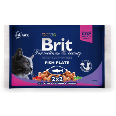 Brit Premium Talerz z Rybą dla Kotów 4x100g - Mokre Jedzenie Brit Premium Talerz z Rybą dla Kotów 4x100g - Mokre Jedzenie