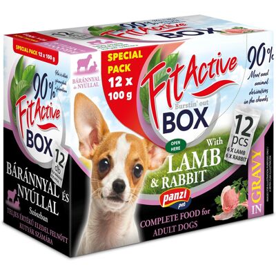 Fit Active FitActive Fit-a-Box karma mokra w saszetce dla psów - jagnięcina i królik 12 x 100 g Fit Active FitActive Fit-a-Box karma mokra w saszetce dla psów - jagnięcina i królik 12 x 100 g