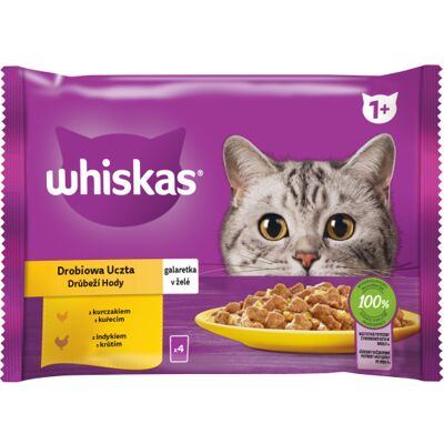 Whiskas karma mokra dla kotów w galaretce - kurczak, indyk 4 x 85 g Whiskas karma mokra dla kotów w galaretce - kurczak, indyk 4 x 85 g