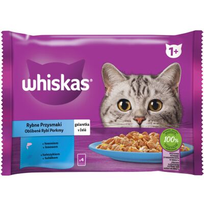 Whiskas karma mokra dla kotów - rybne smaki - łosoś, tuńczyk 4 x 85 g Whiskas karma mokra dla kotów - rybne smaki - łosoś, tuńczyk 4 x 85 g