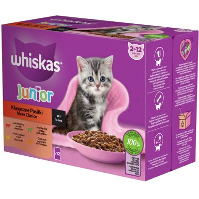 WHISKAS karma mokra Junior Klasyczne Posiłki w sosie dla kociąt 12 x 85 g WHISKAS karma mokra Junior Klasyczne Posiłki w sosie dla kociąt 12 x 85 g