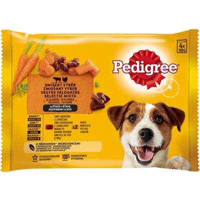Pedigree karma w saszetce aluminiowej z wołowiną i jagnięciną, z indykiem i marchewką 4 x 100 g Pedigree karma w saszetce aluminiowej z wołowiną i jagnięciną, z indykiem i marchewką 4 x 100 g