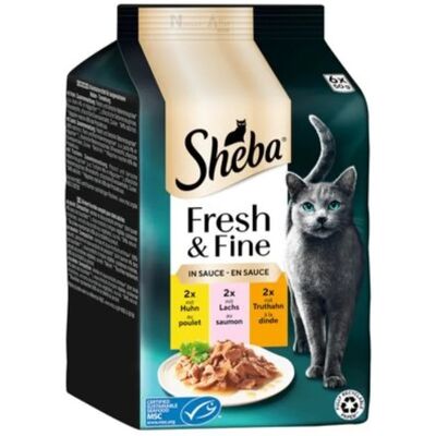 Sheba Fresh & Fine karma mokra dla kotów - kurczak, łosoś, indyk 6 x 50 g Sheba Fresh & Fine karma mokra dla kotów - kurczak, łosoś, indyk 6 x 50 g