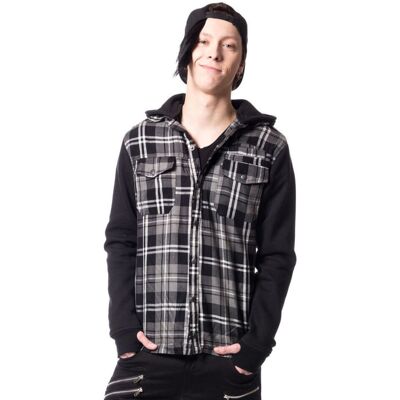 bluza z kapturem męskie - QUINN JACKET MENS GREY CHECK - VIXXSIN - POI403 S bluza z kapturem męskie - QUINN JACKET MENS GREY CHECK - VIXXSIN - POI403 S