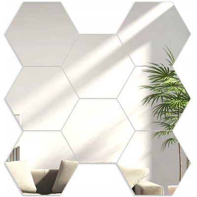 Modernclock Lustro Ścienne Złote w Kształcie Hexagonu Hexagon Lustro Silver 8 Sztuk Modernclock Lustro Ścienne Złote w Kształcie Hexagonu Hexagon Lustro Silver 8 Sztuk