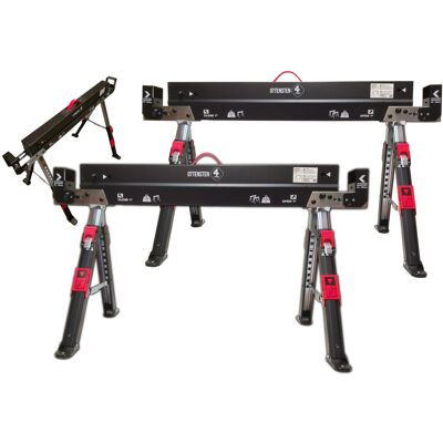 TEMU Stół roboczy stojak kobyłka robocza – zestaw 2 szt. składane kozły robocze o nośności 1180 kg, regulowana wysokość 61,5–82 cm, stalowa TEMU Stół roboczy stojak kobyłka robocza – zestaw 2 szt. składane kozły robocze o nośności 1180 kg, regulowana wysokość 61,5–82 cm, stalowa