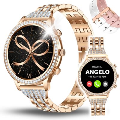 TEMU Smartwatch I70 1,32" IPS 360x360px Bluetooth 5.0 I70 Watches Zegarek Damski z Cyrkoniami Rozmowy Menu PL Dedykowana Aplikacja Złoty Różowy + 3 TEMU Smartwatch I70 1,32" IPS 360x360px Bluetooth 5.0 I70 Watches Zegarek Damski z Cyrkoniami Rozmowy Menu PL Dedykowana Aplikacja Złoty Różowy + 3