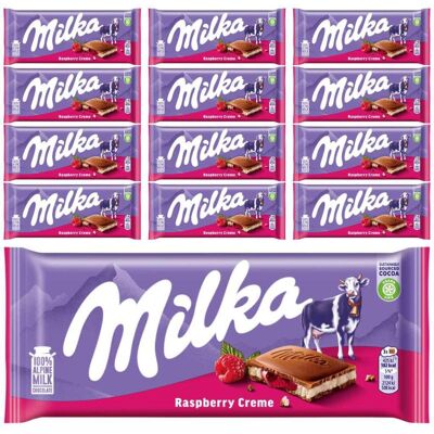 TEMU Milka Czekolada mleczna Raspberry Creme 100 g x 12 sztuk TEMU Milka Czekolada mleczna Raspberry Creme 100 g x 12 sztuk