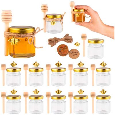 TEMU 30x słoiczki 45ml na miód, miodzik z zakrętkami + nabieraki + sznurek + zawieszki zestaw na miód TEMU 30x słoiczki 45ml na miód, miodzik z zakrętkami + nabieraki + sznurek + zawieszki zestaw na miód