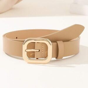 SHEIN 1 szt. damski pasek z kwadratową klamrą, klasyczny modny pasek w talii do sukienek i jeansów, szerokość 2,8 cm, skóra PU