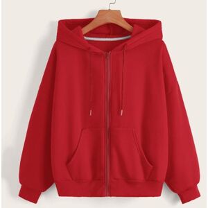 SHEIN Bluza z kapturem zapinana na zamek, ściągana sznurkiem, termiczna podszewka, damska wiosna/jesień, swobodna, ściągana sznurkiem, kieszeń, zamek błyska