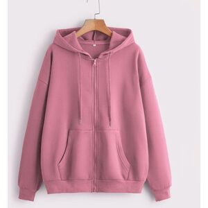 SHEIN Bluza z kapturem zapinana na suwak, ściągana sznurkiem, z odsłoniętymi ramionami i podszewką termiczną, bluzka z długim rękawem, na ukończenie szkoły,