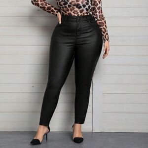 SHEIN Plus Size Jednokolorowe, obcisłe spodnie z wysokim stanem Plus Size Spodnie w podstawowym stylu Wiosenne obcisłe spodnie w stylu casualowym Wiosenne s
