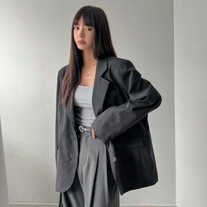 SHEIN Damska marynarka w paski z długim rękawem, casualowa, w stylu old money, w stylu biznesowym, casualowa, damska, jesienna odzież